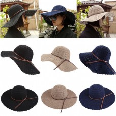 Elagant Mujer Summer Sun Hat Wide Brim Lace Outdoor Travel Foldable Beach Hat  eb-22315853